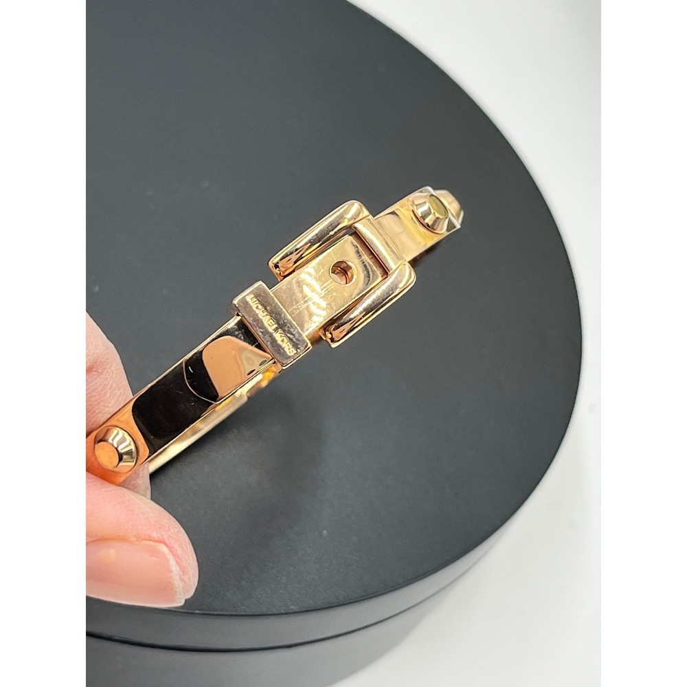 Michael Kors Designer Astor Rose Gold Buckle Closure Bangle Bracelet - Picture 10 of 16